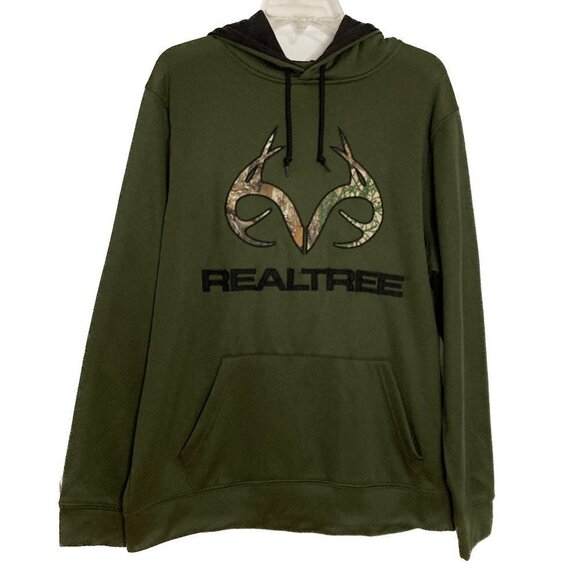 Realtree Green Camo Antlers Hunting Hoodie Sweatshirt Size Large - Picture 6 of 6